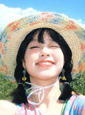 油画里的世界~彩色编织草帽女夏