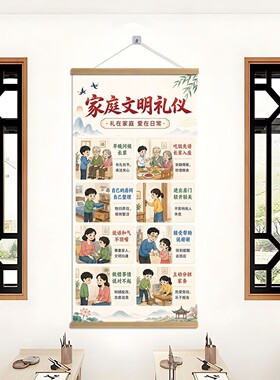 文明礼仪十二图挂画校园家庭公共场所学生行为规范教育墙面宣传画