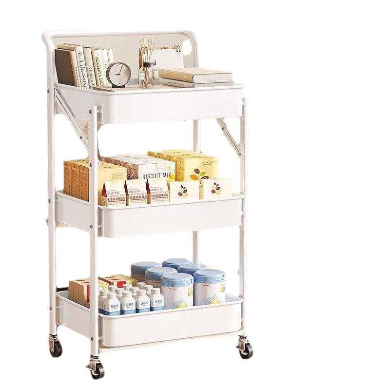 可折叠小推车零食多层置物架落地卧室书架家用厨房可移动收纳架子,淘宝优惠券,粉丝福利购,淘宝优惠卷