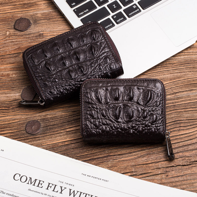 真皮男鳄鱼纹多卡位大容量女证件包 沐霖卡包