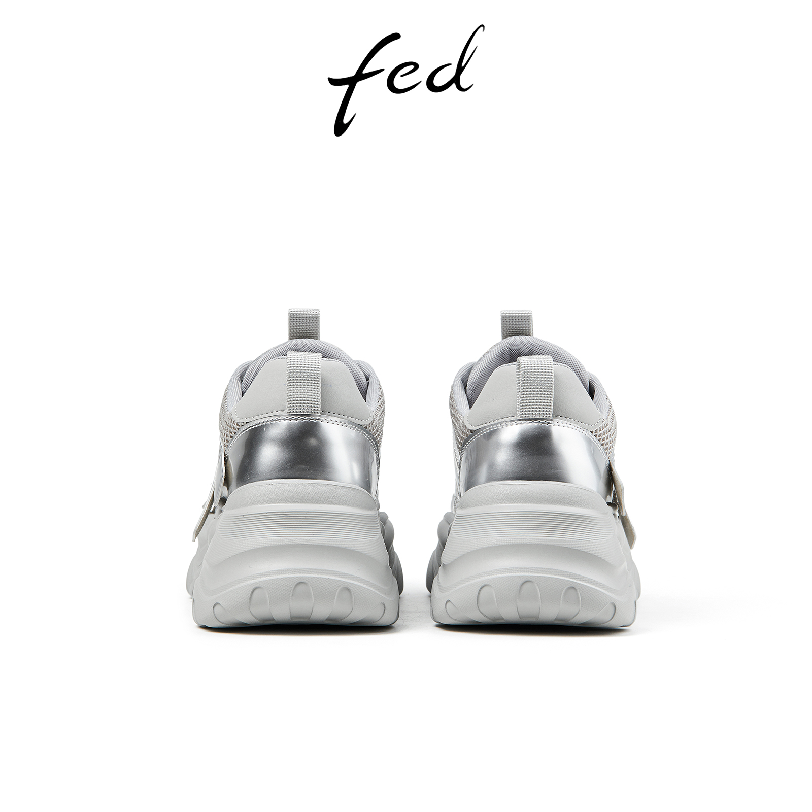 fed银色老爹鞋夏季新款女鞋网面透气厚底鞋时尚户外休闲鞋运动鞋 - 图2