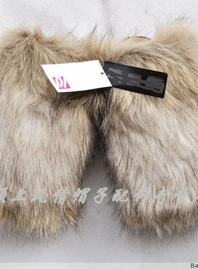 帽天帽地女士靴套仿皮草高档舒适腿套韩版豹纹深棕色仿真全毛脚