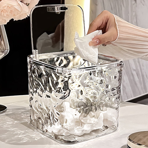 高颜值轻奢卧室茶几家用桌上迷你可爱车载收纳按压式桌面小垃圾桶 - 图0