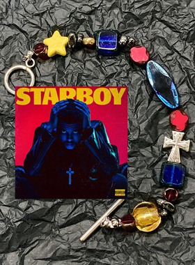 YvetteStudio原创设计进口捷克玻璃纸the Weeknd专辑封面手链星男