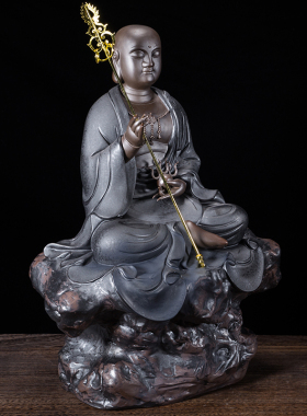 紫砂地藏王菩萨禅意风镇宅工艺品