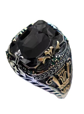 华杰新款镶嵌翡翠男士奢华戒指个性复古霸气指环出席宴会派对首饰