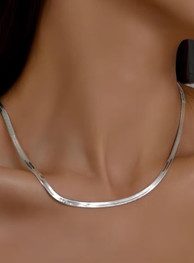 欧美跨境钛钢项链刀片链扁链男女百搭时尚潮款男生配饰锁刀片