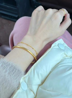 周家同款高品质4mm古法实心 传承素圈手镯