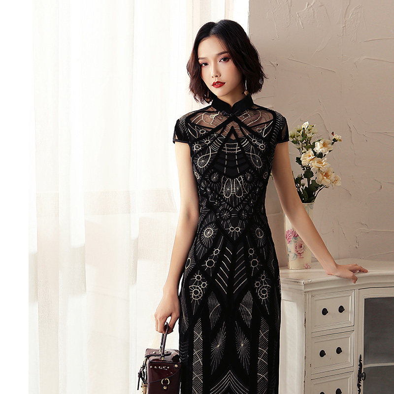 蚀骨旗袍长款女年轻款修身连衣裙 艾慕纪旗袍