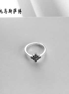 马克赛石花朵开口戒指环925纯银浪漫首饰品情侣款 托马斯萨博外贸