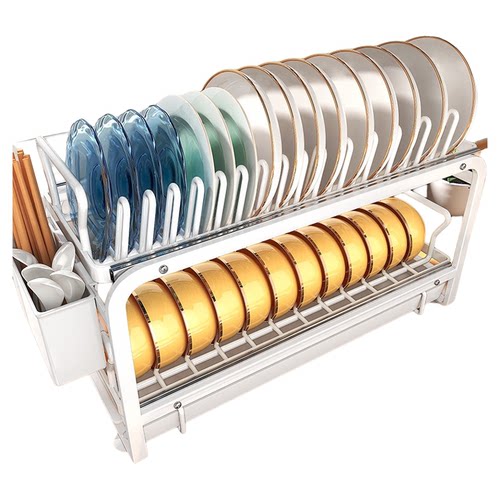 厨房抽拉内置碗架抽拉式碗碟架橱柜拉篮碗篮碗盘收纳架沥水置物架 - 图3