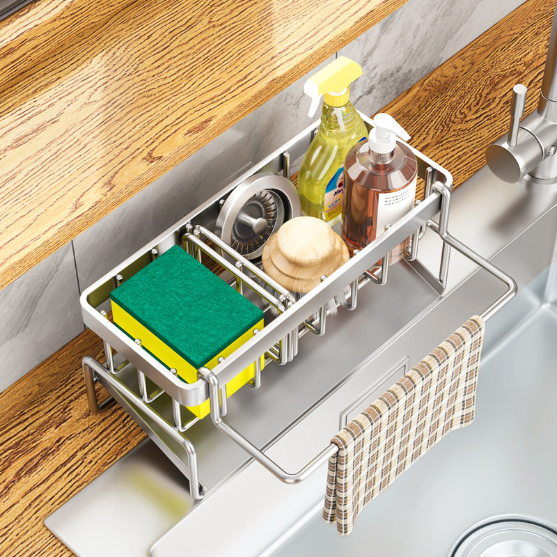 304不锈钢厨房置物架水槽抹布沥水架水池洗碗布海绵钢丝球收纳架,淘宝优惠券,粉丝福利购,淘宝优惠卷