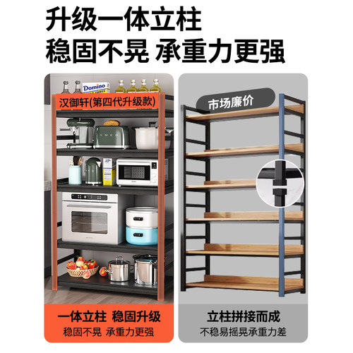 可移动厨房置物架落地多层微波炉收纳架子多功能烤箱锅架储物货架 - 图2
