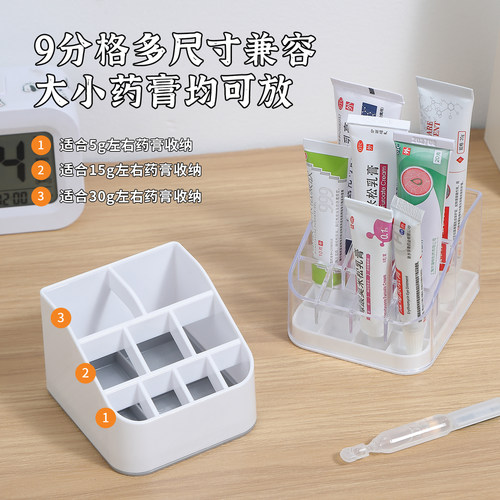 日本进口药膏收纳盒桌面分格分类乳膏药物整理神器口红唇膏置物架 - 图2