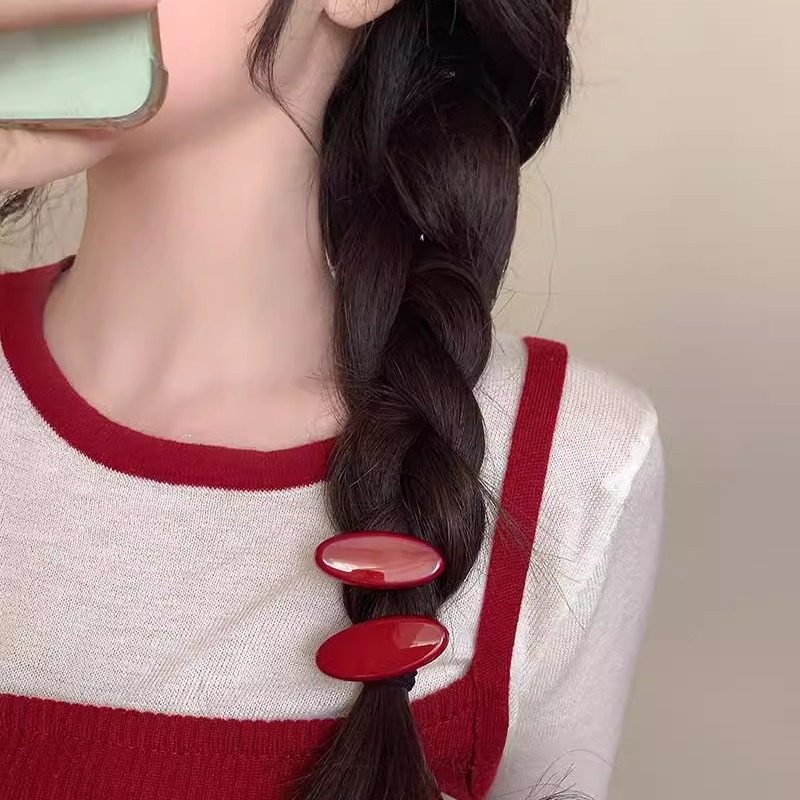 安可拉红色水滴波浪一字发夹女侧边刘海夹前额碎发高级感夹子头饰,淘宝优惠券,粉丝福利购,淘宝优惠卷