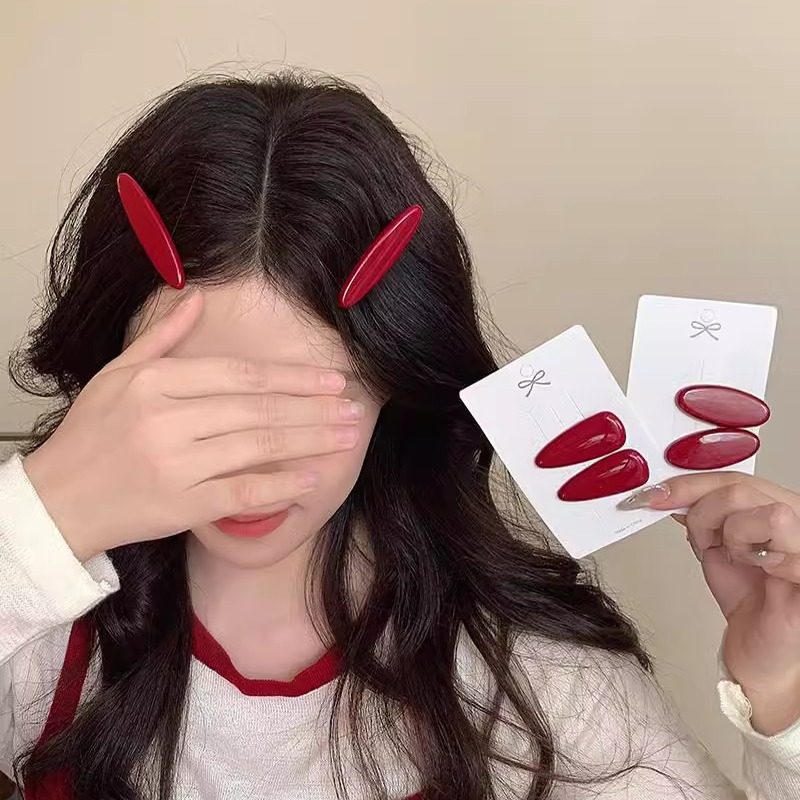 安可拉红色水滴波浪一字发夹女侧边刘海夹前额碎发高级感夹子头饰,淘宝优惠券,粉丝福利购,淘宝优惠卷
