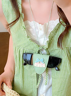 甜美可爱蝴蝶结小熊眼镜夹项链女时尚便携防丢墨镜夹长款挂脖配饰