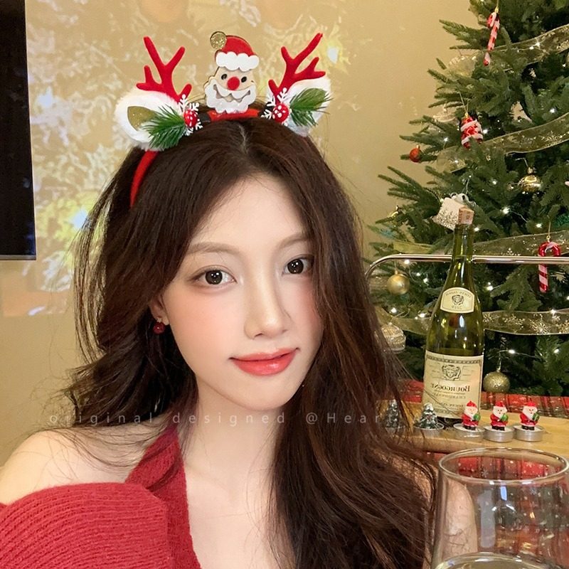 圣诞可爱小鹿侧边发夹女甜美立体圣诞帽鸭嘴夹秋冬毛绒红色小夹子,淘宝优惠券,粉丝福利购,淘宝优惠卷