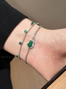 中式千金！新中式葫芦天然石手链女国潮叠戴闺蜜手饰轻奢高级配饰