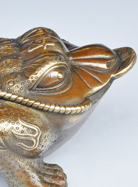 三足金蟾招财摆件纯铜把玩茶宠