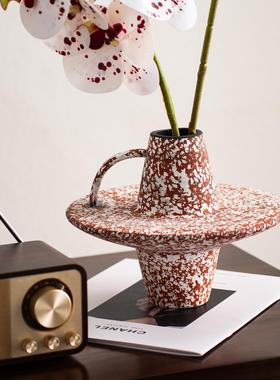 侘寂风复古花瓶酒店民宿干花真花高级感摆件客厅中古风小众摆设