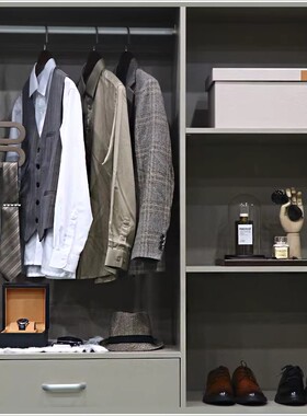 样板房衣帽间软装饰品摆件定制展厅衣柜男士商务西服衣服陈列组合