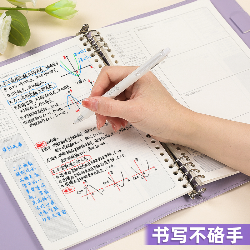 b5错题本软皮活页本可拆卸初中生专用高中生数学笔记本本子艾宾浩斯记忆法活页夹外壳替芯纠错改错整理神器 - 图2