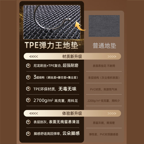 入户门地垫弹力丝耐磨耐脏玄关脚垫简约防滑地毯门垫进门门口家用 - 图0