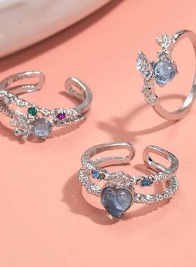 Cross border zircon Rings Index Finger Ring 高级感食指戒指环