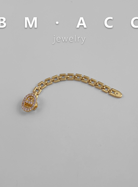 简约开口可调节镶钻手链女小众设计感金属链条锁扣手镯