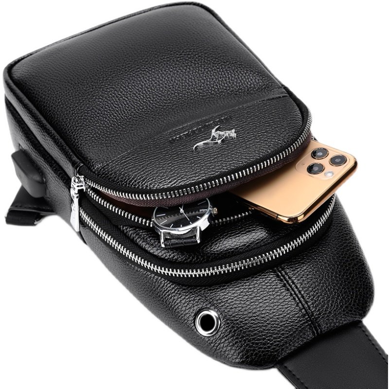 男士胸包ins休闲单肩斜挎二层牛皮款小包包胸前包男生真皮斜肩包,淘宝优惠券,粉丝福利购,淘宝优惠卷