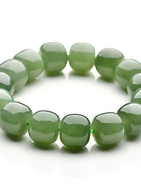 可玉可求新年礼物和田玉手串男款青白色老型珠玉石手链老型珠约13