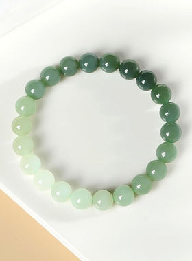东方雅翠和田玉手串女圆珠晴水渐变玉石手串玉手链女玉珠生日礼物