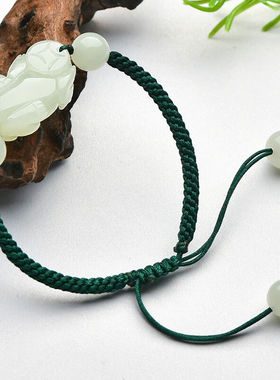 可玉可求新年礼物和田玉貔貅手链男女款玉貔貅玉石手串浅青貔貅D1