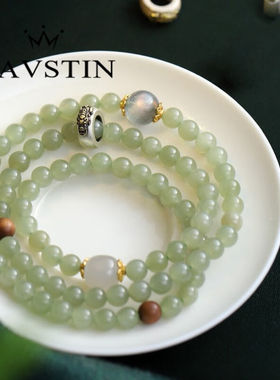 奈维斯汀和田玉手链女多圈本命年玉石手链送妈妈送老婆生日礼物情