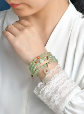 可玉可求新年礼物和田玉手链108颗玉石手串女款多圈手串可做毛衣