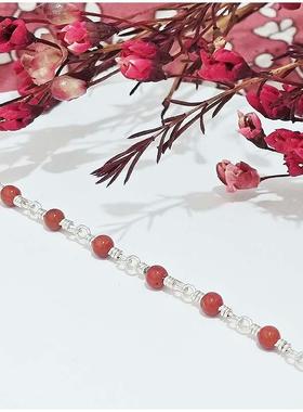 手工天然南红玛瑙纯银足银手链