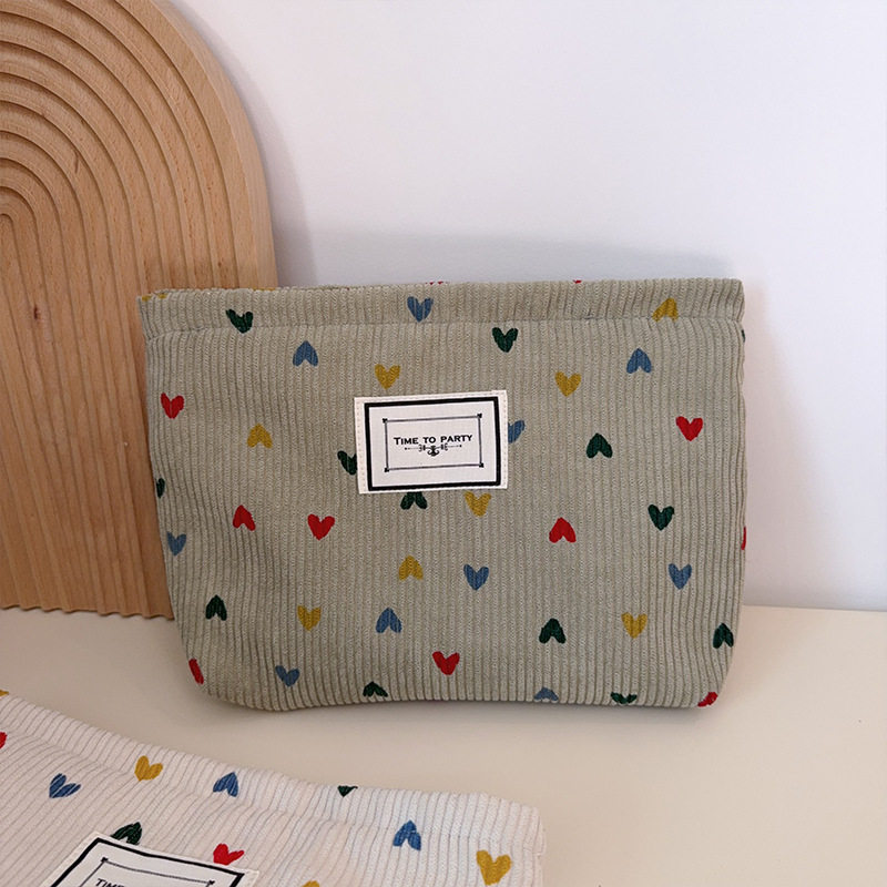 跨境灯芯绒小心心化妆包手拿包手机零钱钥匙便携收纳包可印logo,淘宝优惠券,粉丝福利购,淘宝优惠卷
