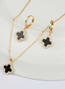 新款四叶草套装防过敏百搭锆石