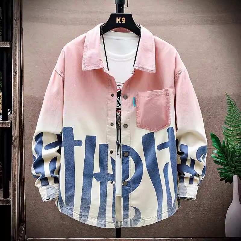 牛仔长袖衬衫男款春秋季青少年潮牌宽松潮流衬衣初中高中学生外套,淘宝优惠券,粉丝福利购,淘宝优惠卷