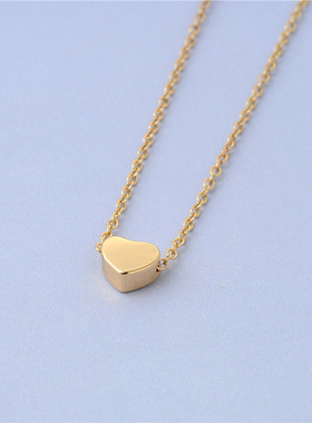 14k包金心形情侣锁骨链