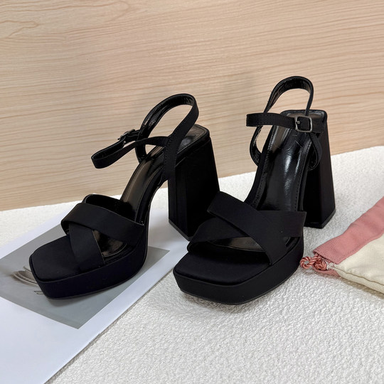 Ultra high heel cross strap open toe sandals