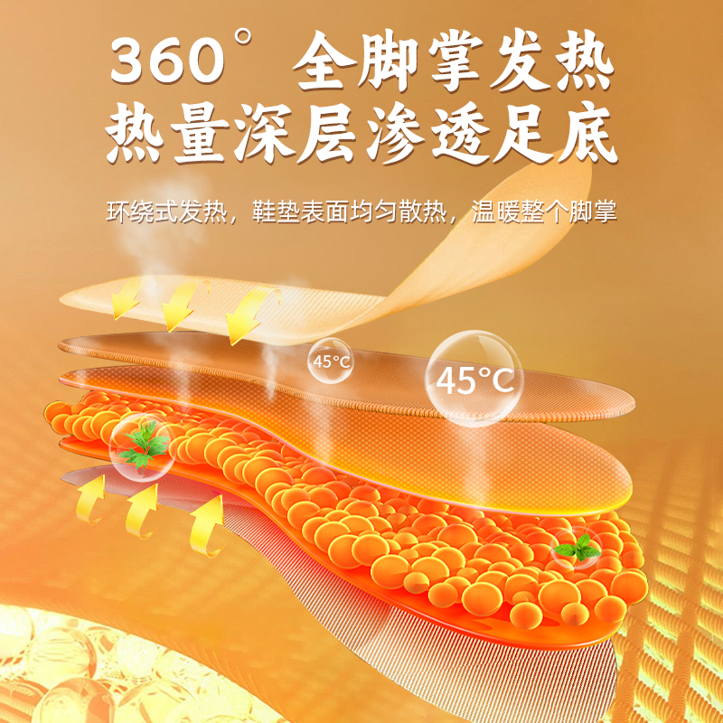 米卡博艾草自发热鞋垫热敷自发热加热鞋垫可行走暖足暖脚保暖热垫