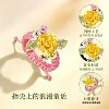 Pure Gold Rose Ring Red Women's Handmade Pearl Ring