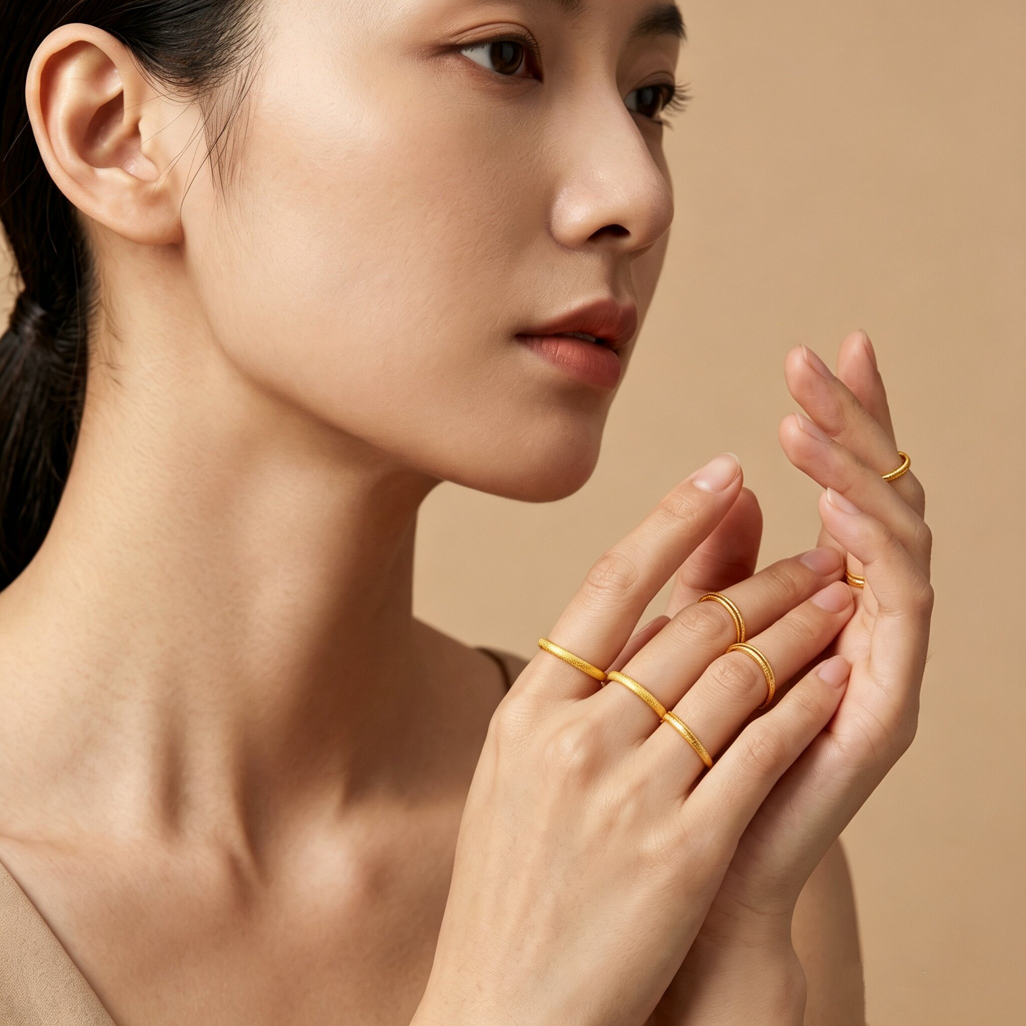 Recommended Chinese Valentine's Day Gifts for China's Ultimate Frosted Gold Ring Gypsophila Ring Pure Gold 999 Tail Ring