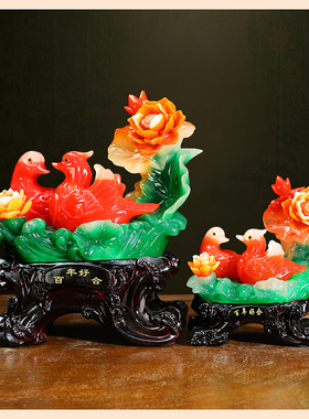 百年好合鸳鸯摆件婚庆家居客厅