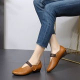 Летняя универсальная обувь для кожаной обуви, сандалии для матери, из натуральной кожи, в корейском стиле, мягкая подошва