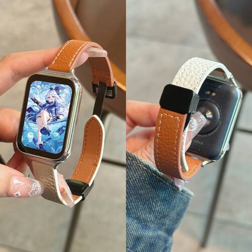 适用小米手环89Pro表带原神NFC细款真皮磁吸红米Watch5/4男女腕带 - 图1