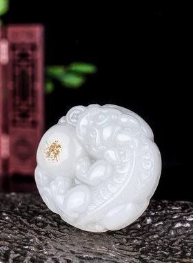 玉石匠新疆和田玉貔貅吊坠 男女款玉皮丘挂件 男女款貔貅玉吊坠