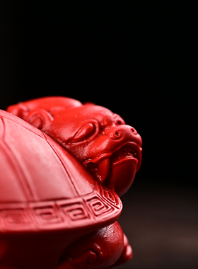 玉石匠天然朱砂长寿龟摆件 龙龟手把件 红砂象龟腰饰手玩件